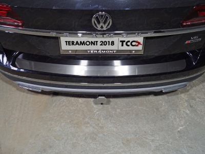 Накладка на задний бампер лист шлифованный ТСС для Volkswagen Teramont 2018-2021